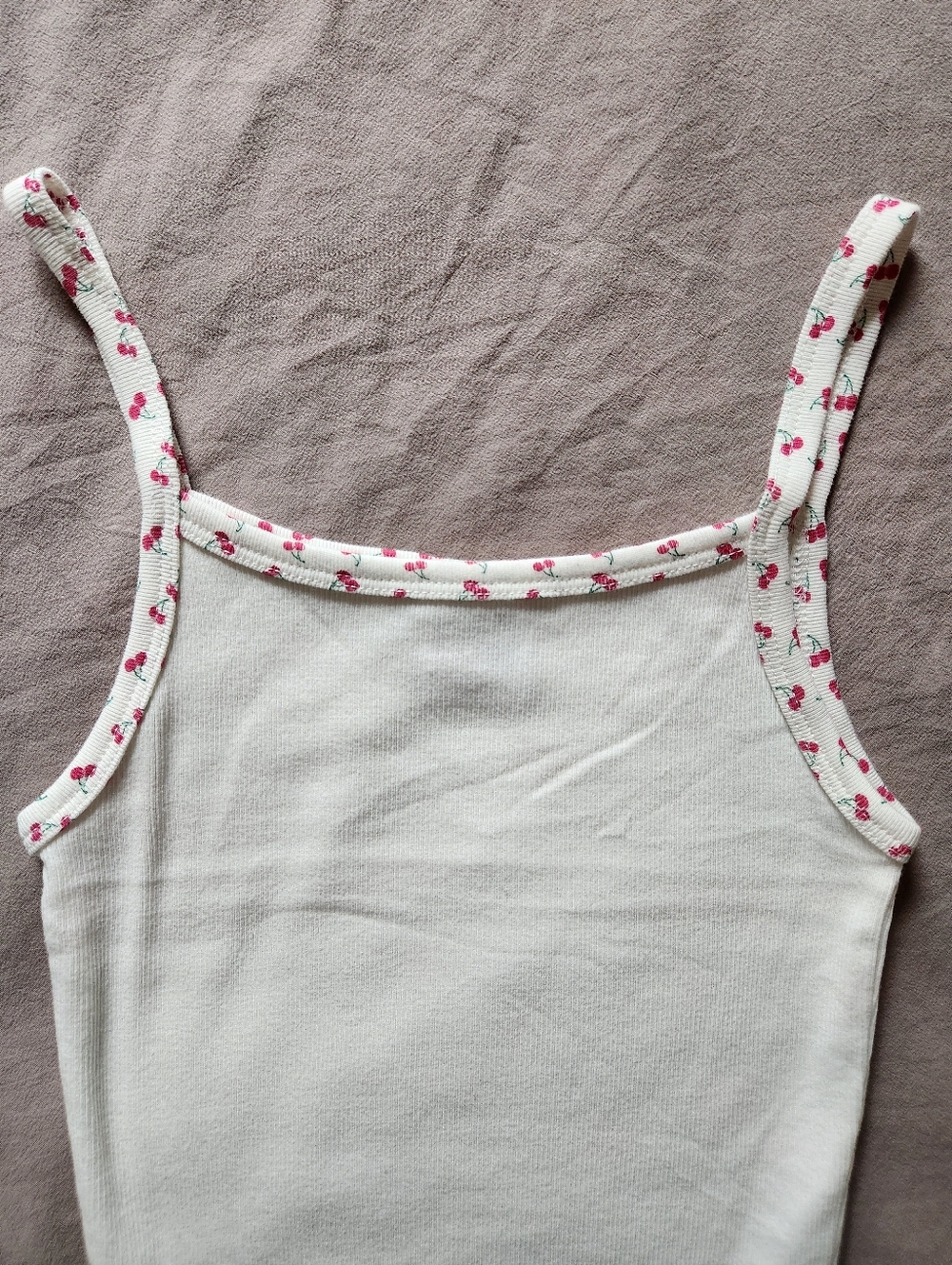 Harlow Cherry Patterned Ribbed Tank Top - Size Small - Picture 3 of 9